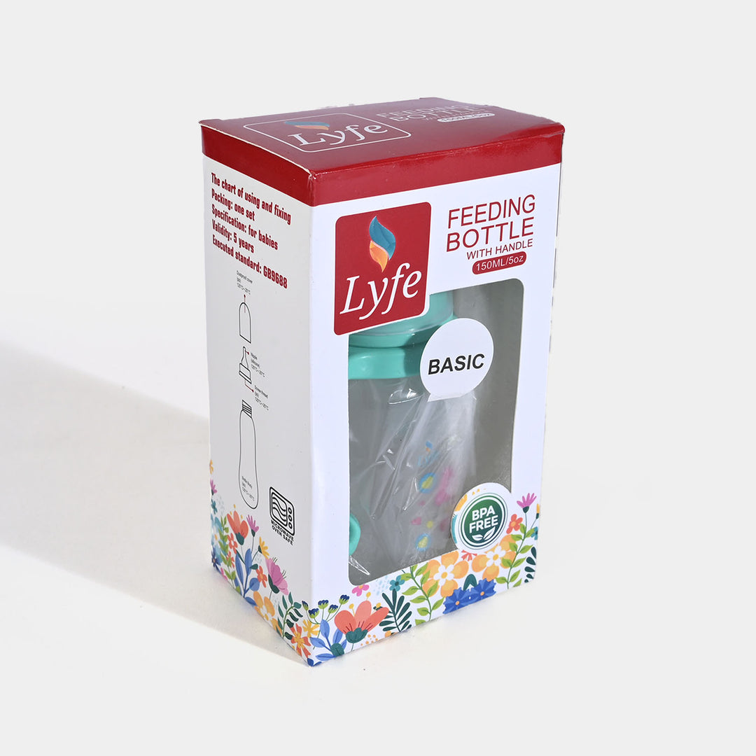 Lyfe Baby Plastic Feeding Bottle 5Oz |150ml |Basic Natural Green