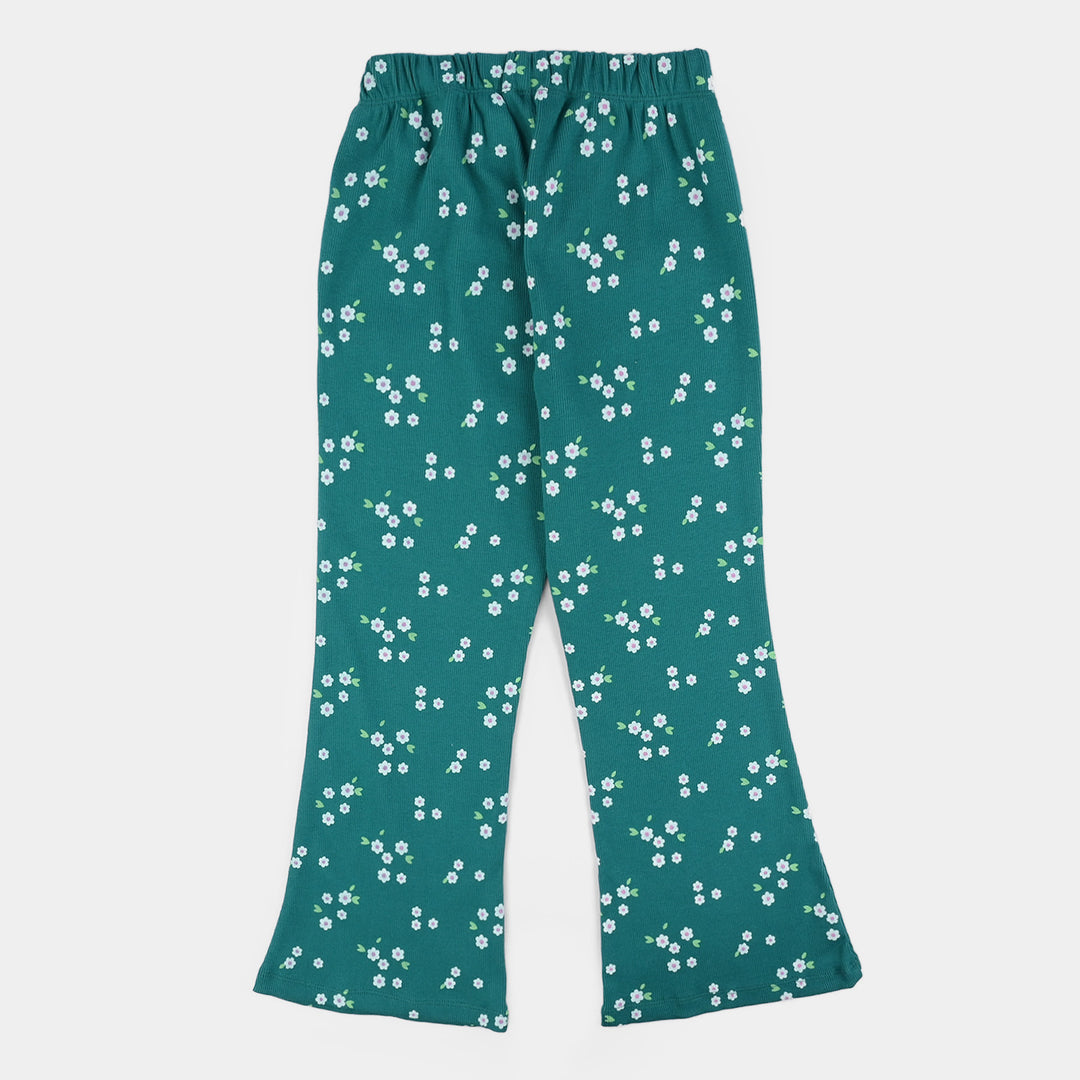 Girls Rib Printed Tight Flower