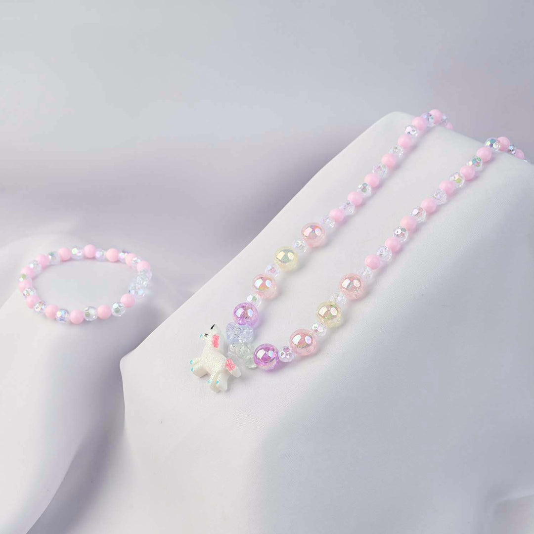GIRLS CHARM BEADED NECKLACE & BRACELET
