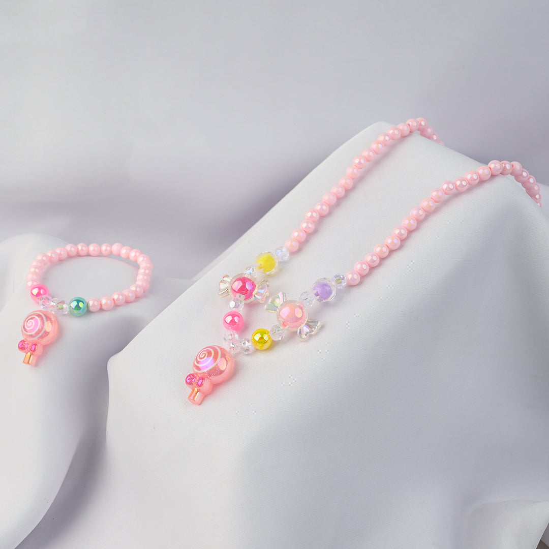 GIRLS CHARM BEADED NECKLACE & BRACELET