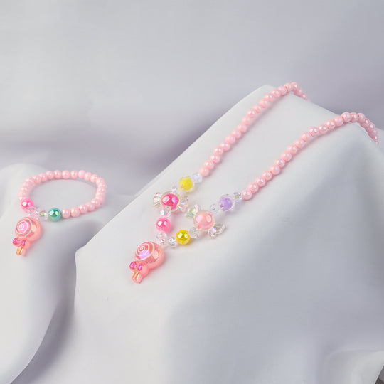 GIRLS CHARM BEADED NECKLACE & BRACELET