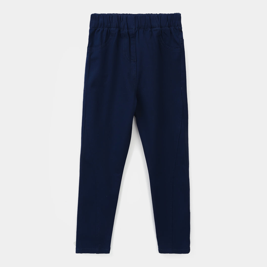 Girls Cotton Twill Jeggings - Navy