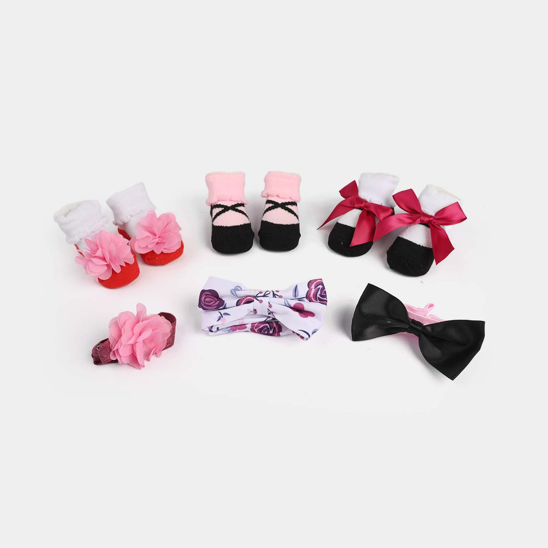 Baby Socks & Headband Pack of 3 Gift Set