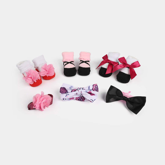 Baby Socks & Headband Pack of 3 Gift Set