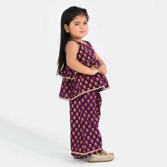 Infant Girls Poly Cambric 2Pcs Suit (Bebo) - Purple