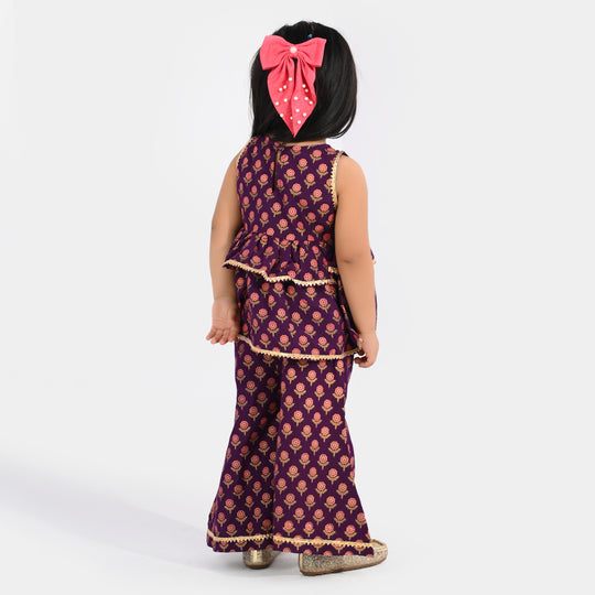 Infant Girls Poly Cambric 2Pcs Suit (Bebo) - Purple