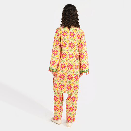 Girls Cotton Printed 2Pcs Suit - Multi