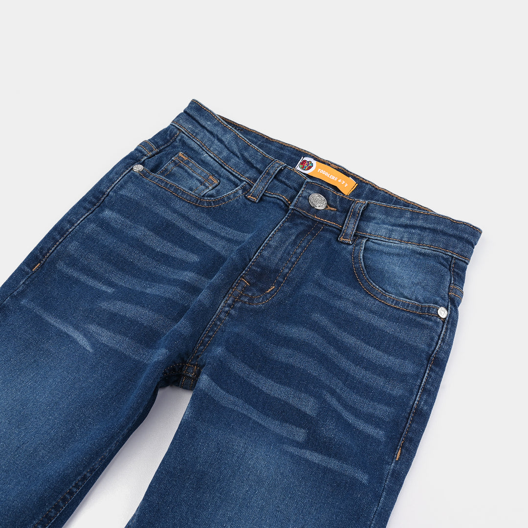 Girls Denim rigid Basic Pant-DARK BLUE