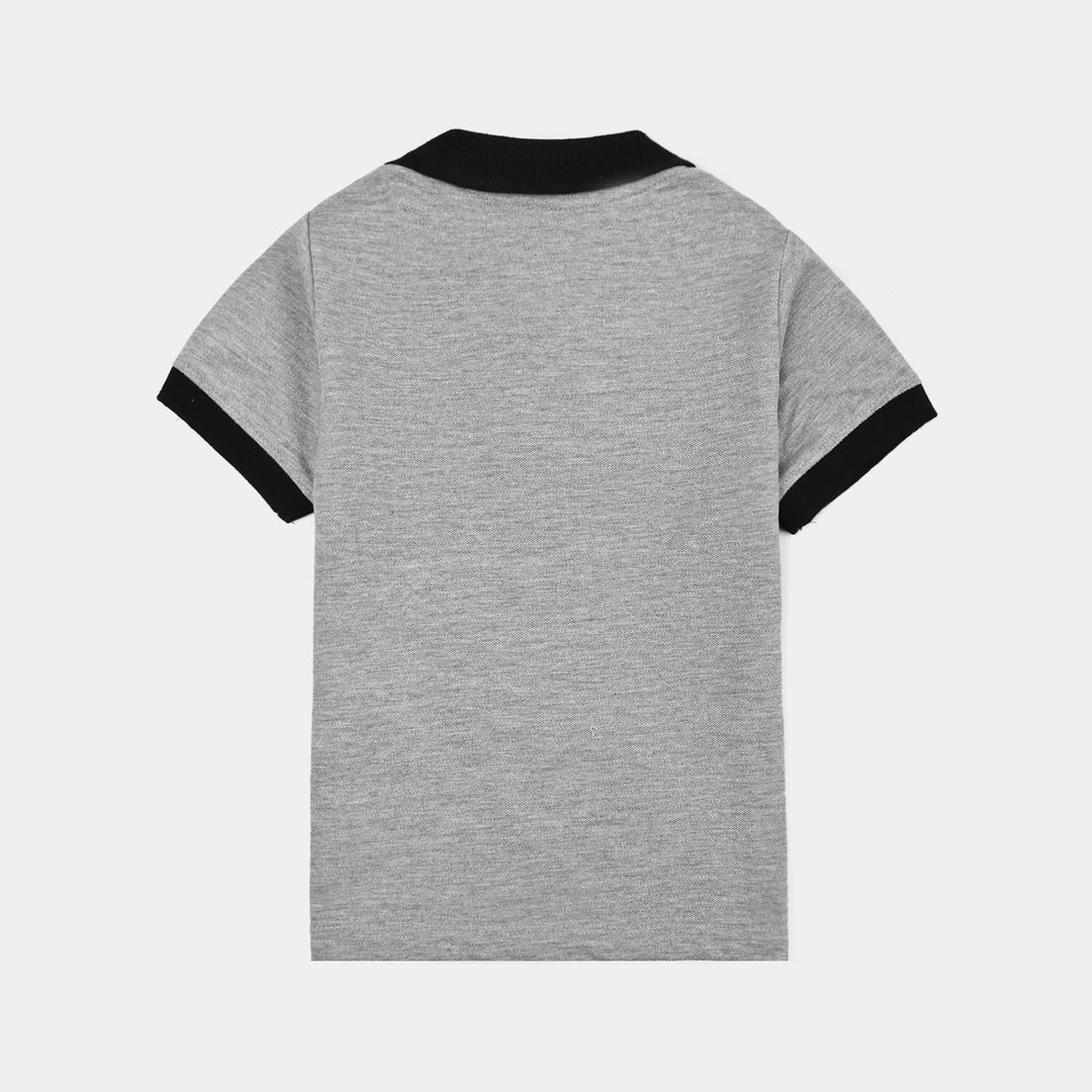 Boys Cotton PK Polo Character-Heater.Grey