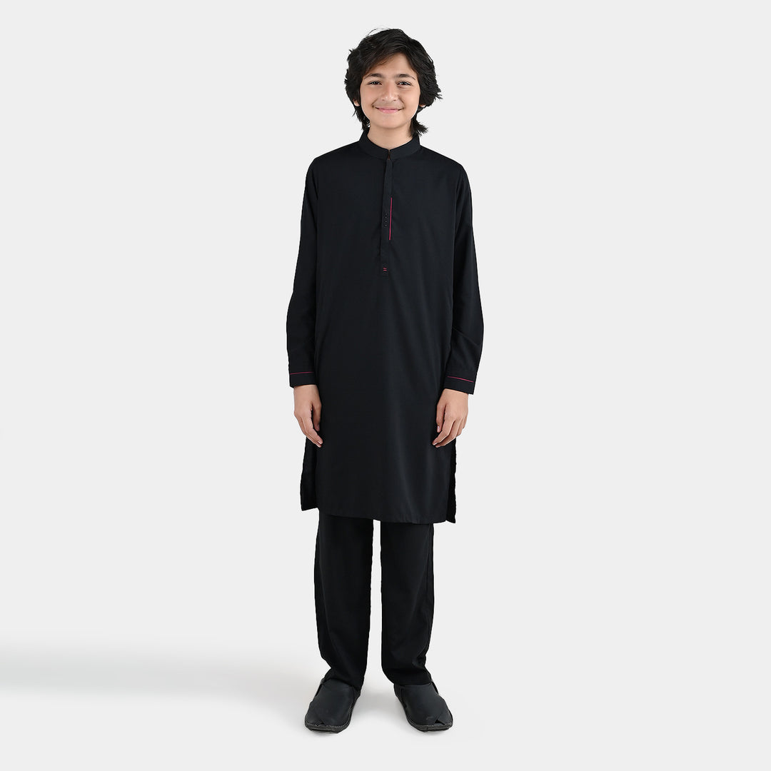 Boys Poly Cotton 2 Piece Suit (Blended) - Black