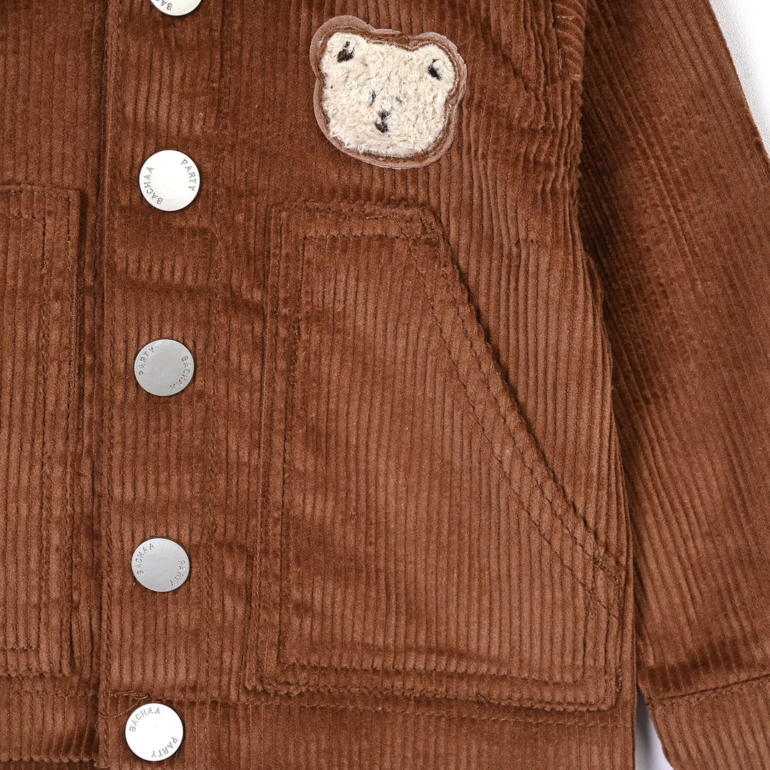 Infant Boys Corduroy Jacket Bear - BROWN