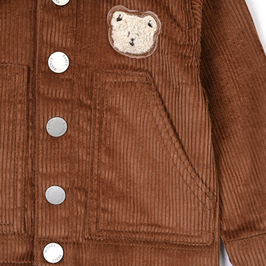 Infant Boys Corduroy Jacket Bear - BROWN
