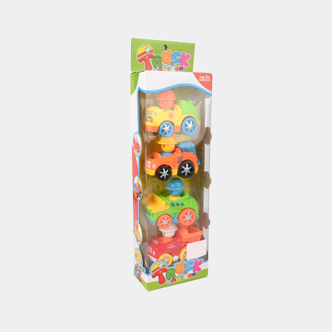 4PCs Friction-Powered Vehicle Set | Safe & Fun for Kids