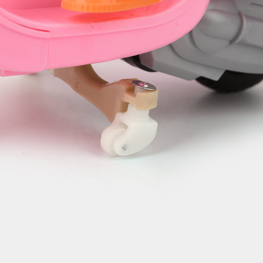 Doll Ride-On Motorbike – Pink Scooter with Music & Lights