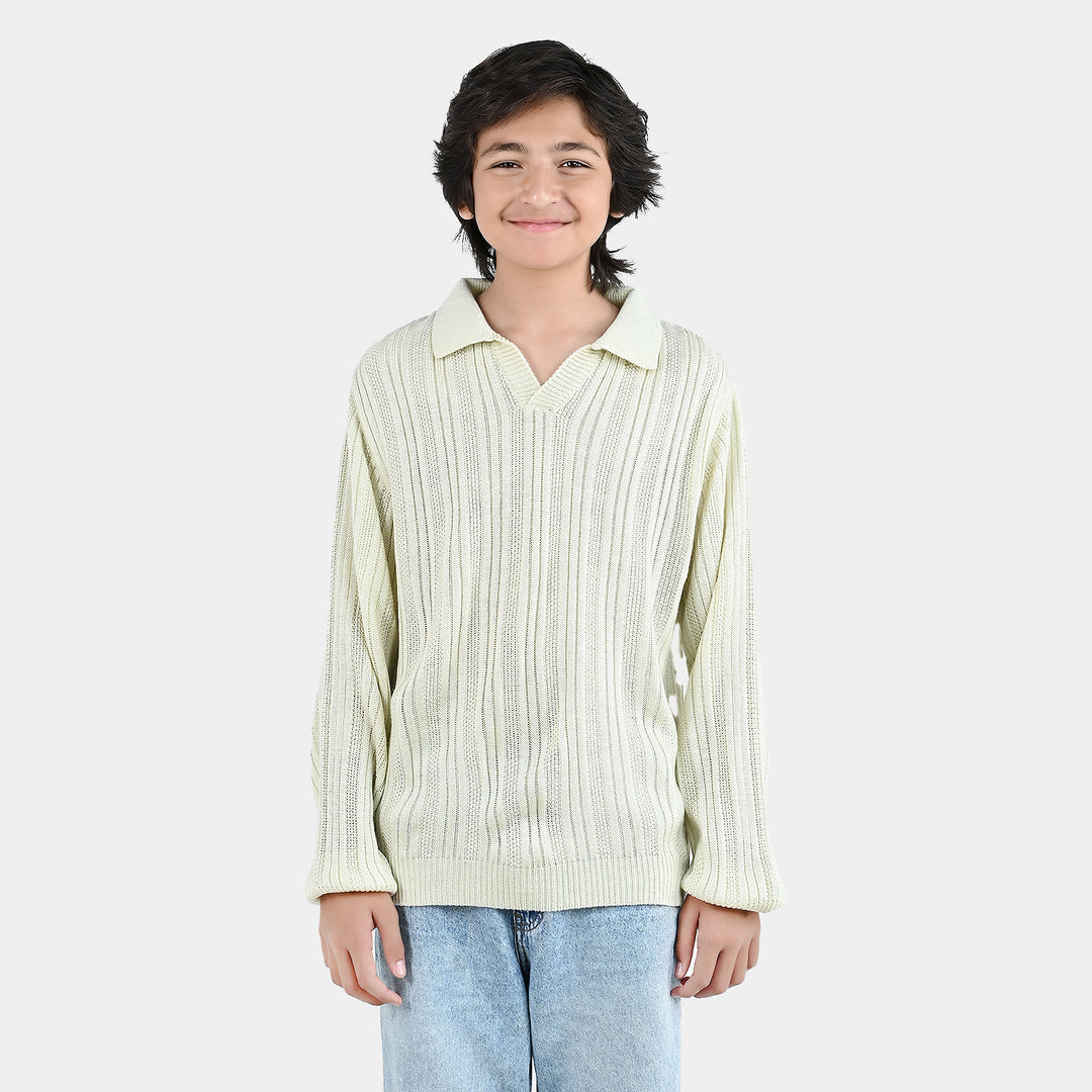 Boys Acrylic Sweater-Dropline - Off White