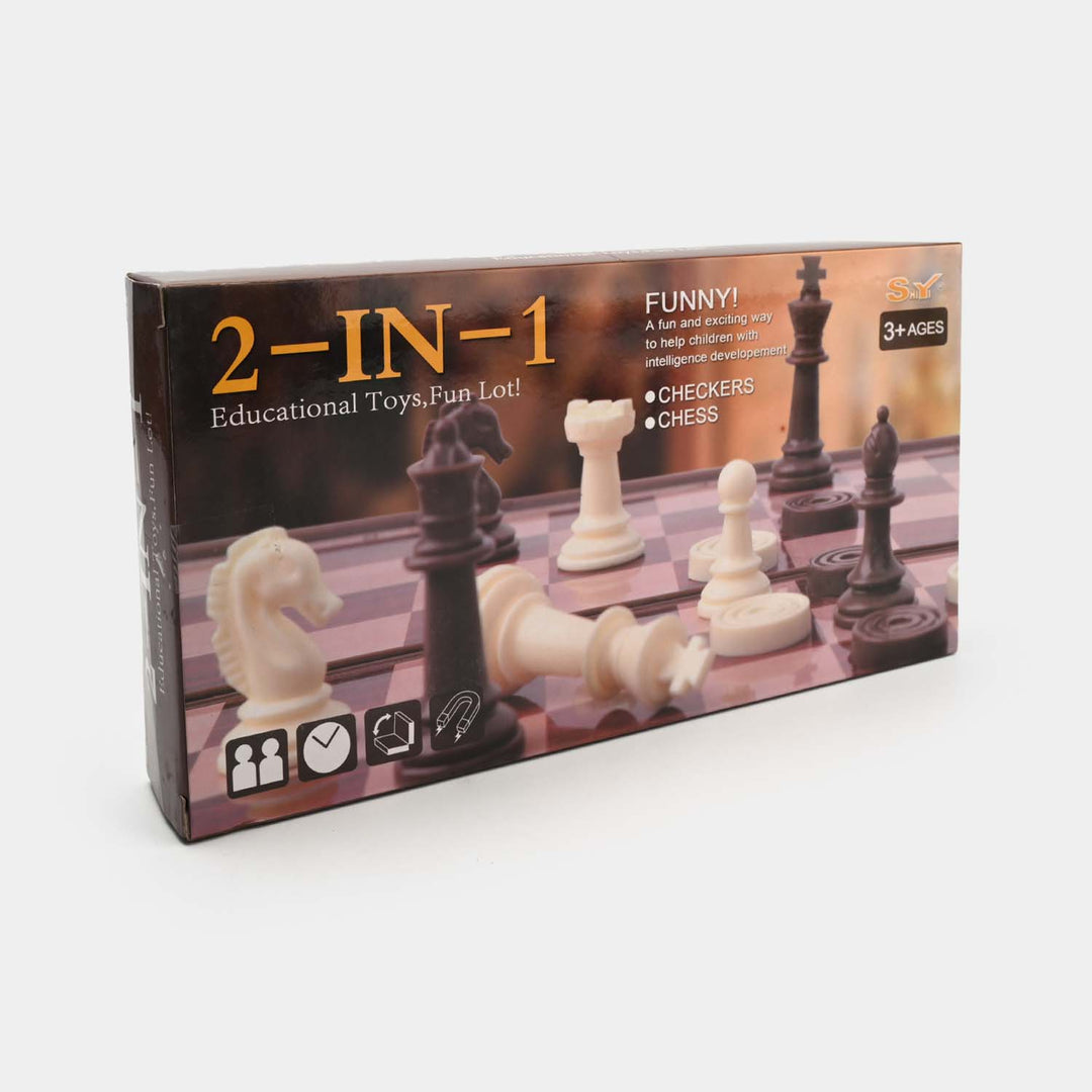 2-in-1 Magnetic Chess and Checkers Educational Toy Set