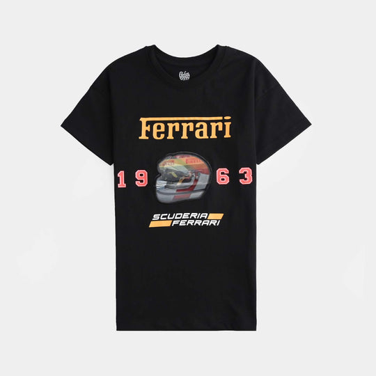 Boys Cotton Jersey T-Shirt Ferrari-Jet Black