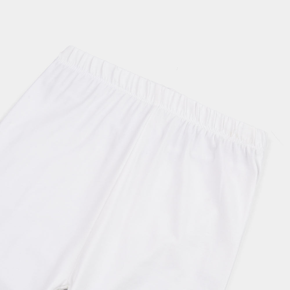 Girls Cotton Jersey Basic Tights-White