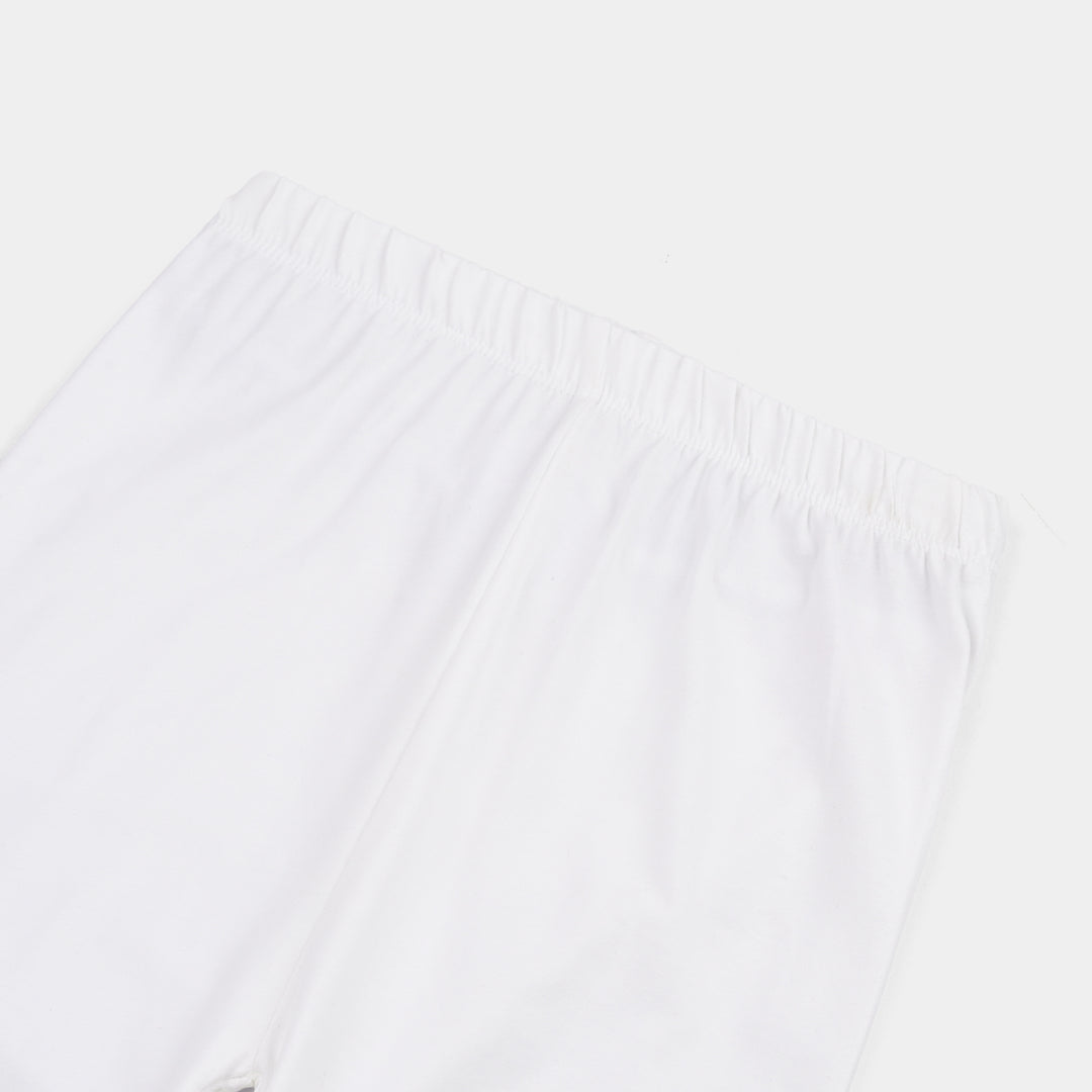 Girls Cotton Jersey Basic Tights-White