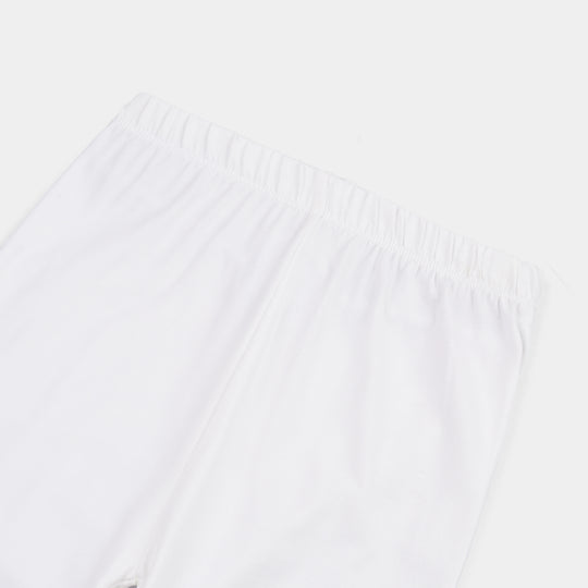 Girls Cotton Jersey Basic Tights-White
