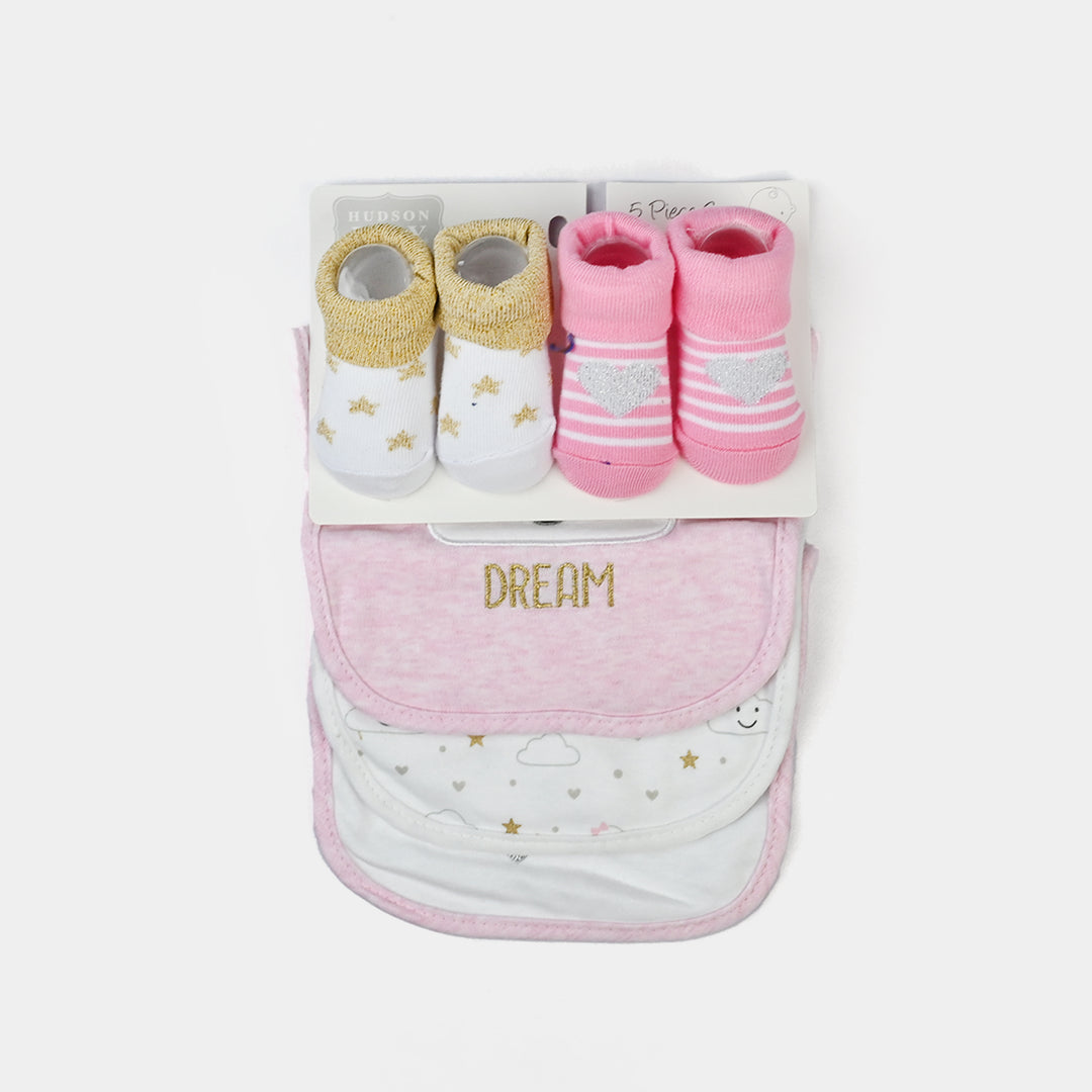 Baby Bibs & Shoes Set | 5 Pcs