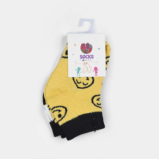 Infant Boys Socks Pack of 2 Smiley-Yell.White