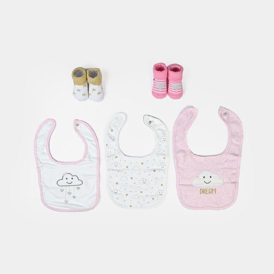 Baby Bibs & Shoes Set | 5 Pcs