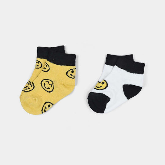 Infant Boys Socks Pack of 2 Smiley-Yell.White