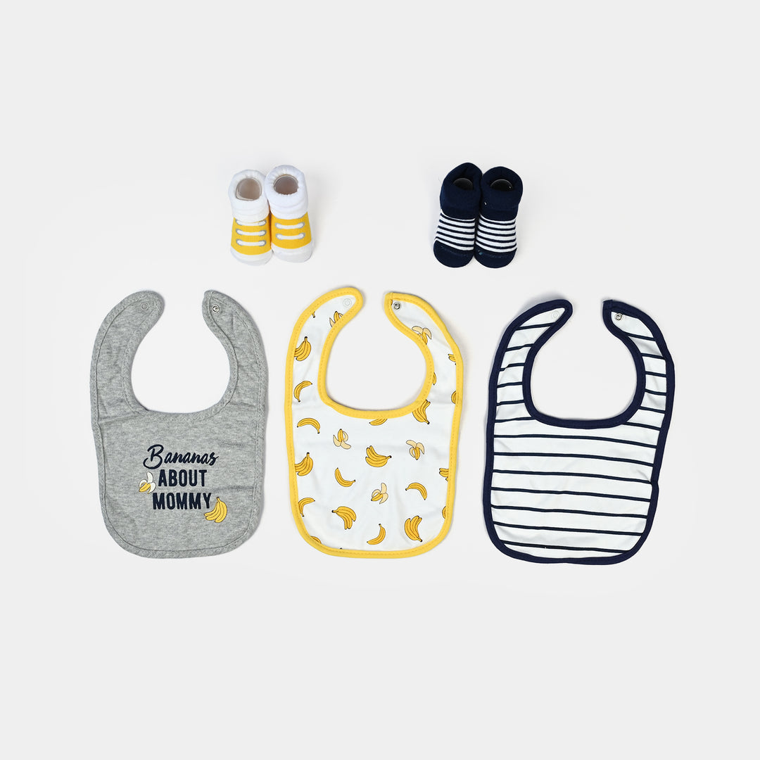 Baby Bibs & Shoes Set | 5 Pcs