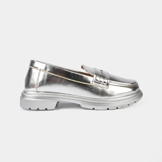 Girls Loafer ZP-070-SILVER