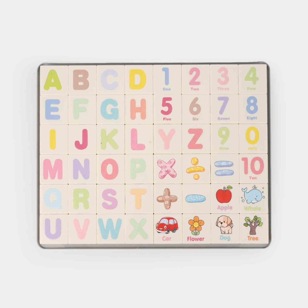Alphabet & Number Puzzle Board With Drawing Surface