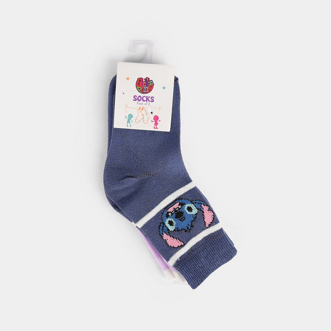 Infant Girls Socks Pack of 2 Stitch-Purple/Blu