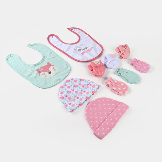 Bibs Cap Mittens&Socks 10Pcs Set Peach