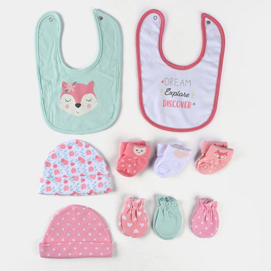 Bibs Cap Mittens&Socks 10Pcs Set Peach
