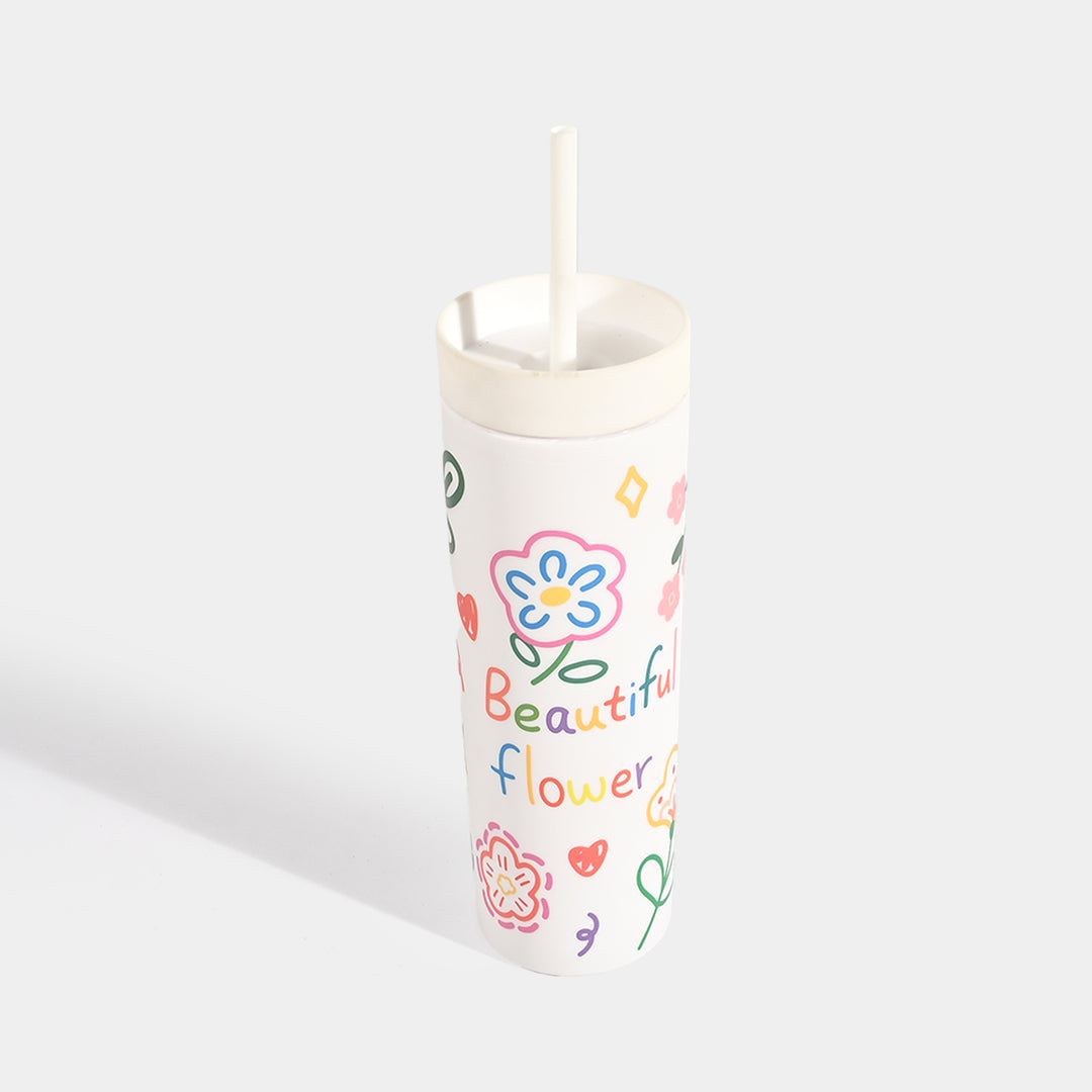 Fluted Cold Cup Tumbler with Straw