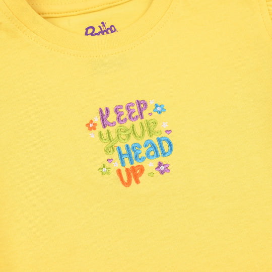 Infant Girls Cotton Jersey T-Shirt (KEEP YOUR HEAD UP) - Yellow