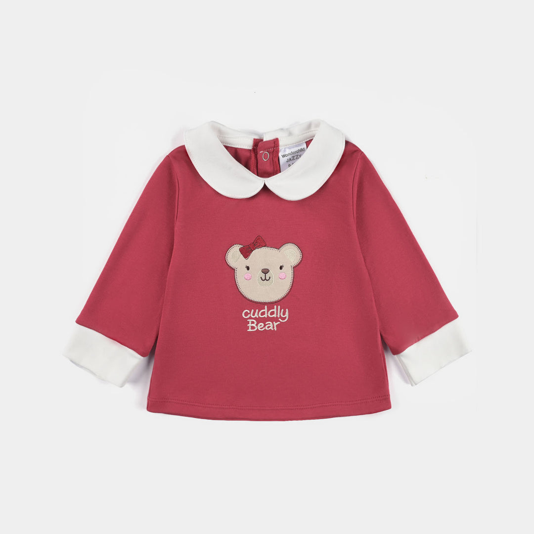 Infant Girls Cotton Interlock Suit-Red