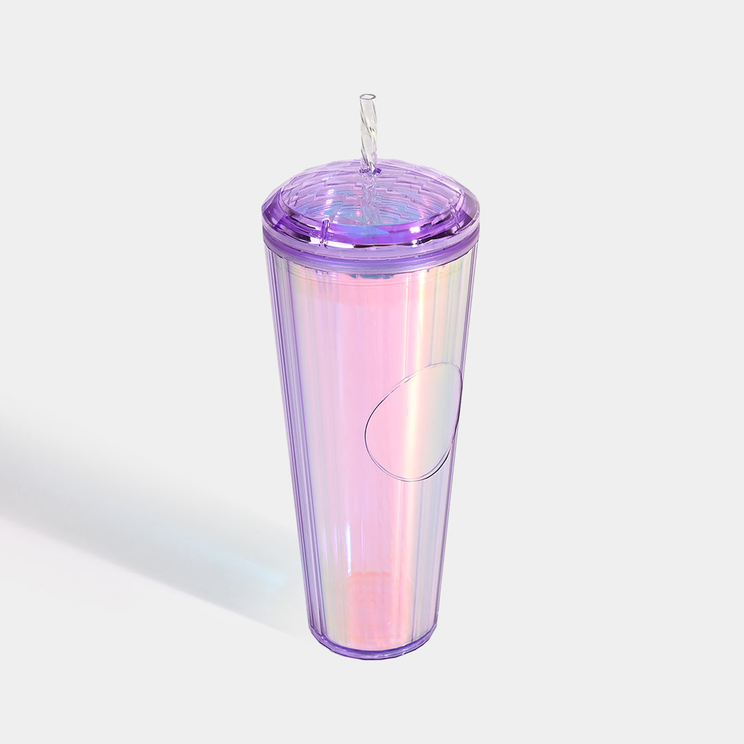 Fluted Cold Cup Tumbler with Straw