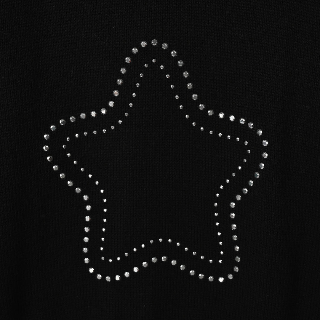 Girls Cotton Sweater Stars - Black