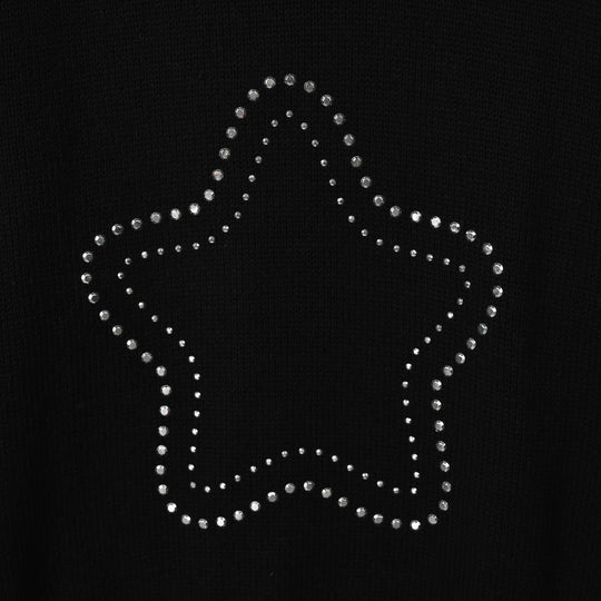 Girls Cotton Sweater Stars - Black