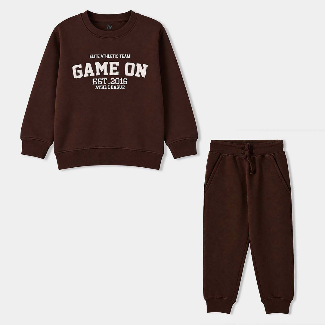 Boys Fleece 2 Piece Suit Game On-Brown