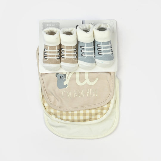 Baby Bibs & Shoes Set | 5 Pcs