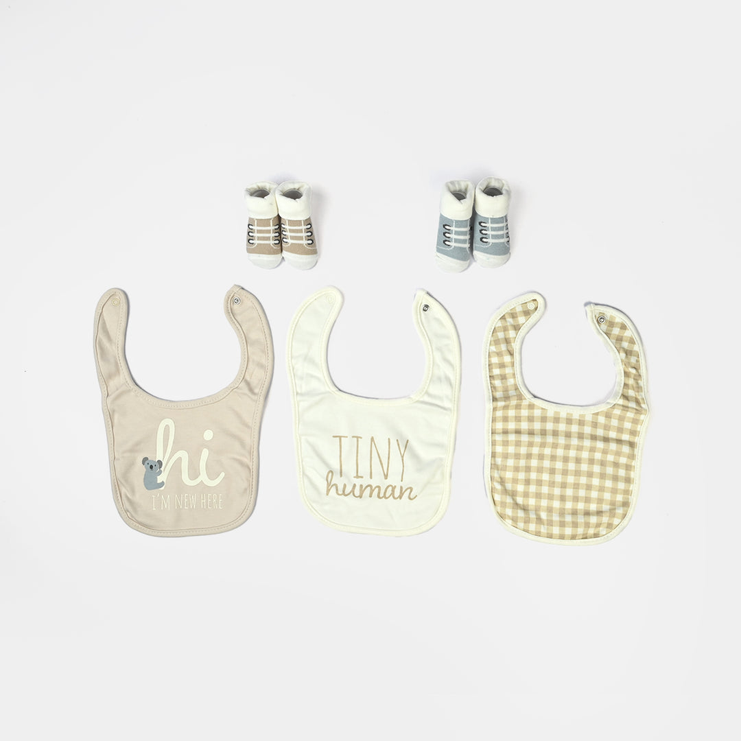 Baby Bibs & Shoes Set | 5 Pcs