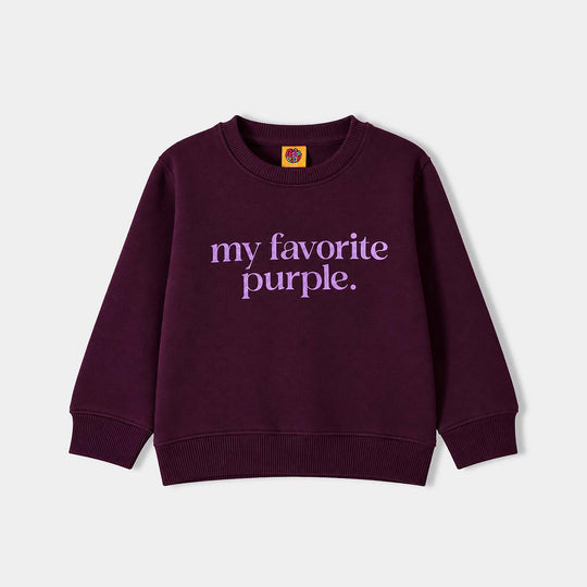 Girls Fleece Sweatshirt My Fav Purple-Pickle. Beet