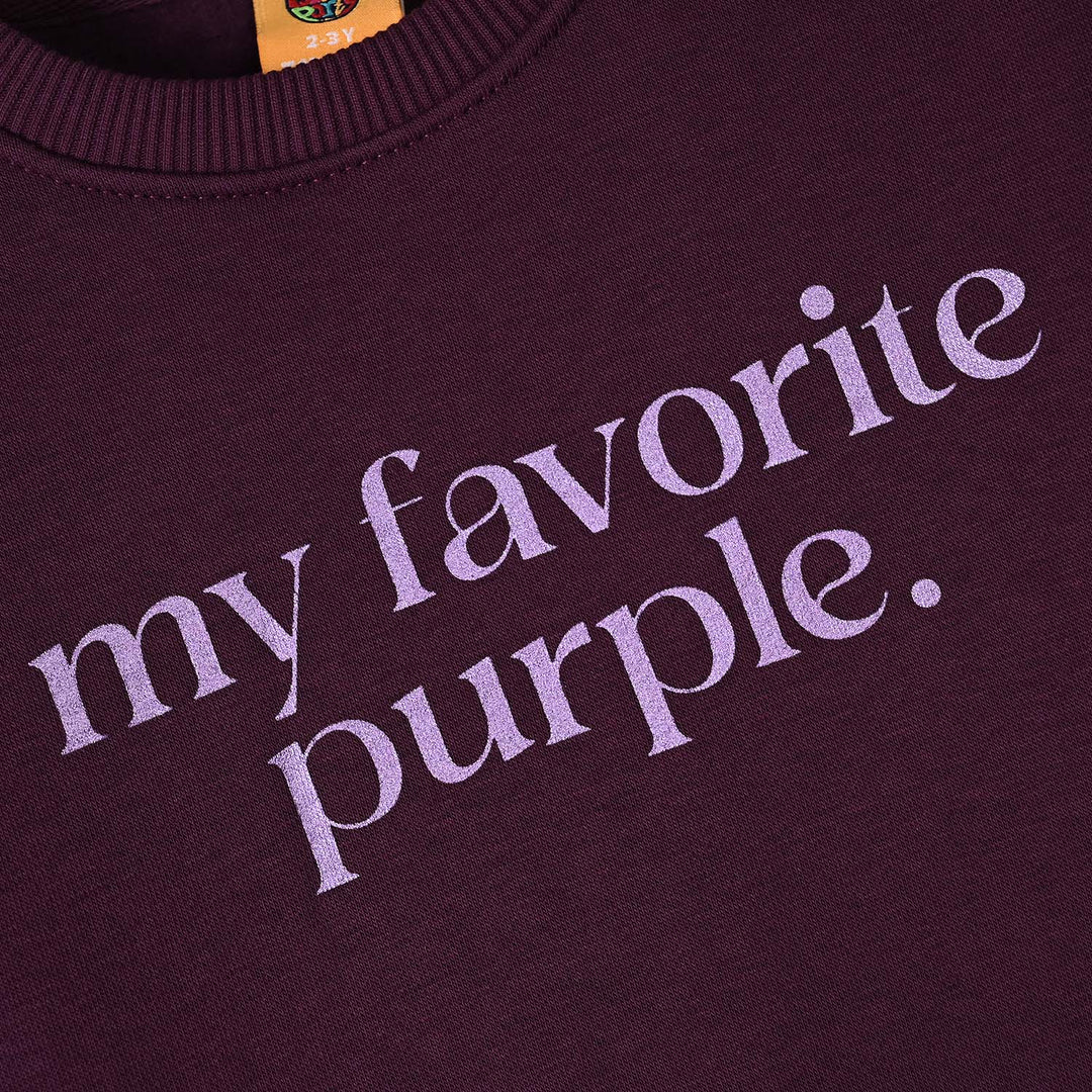 Girls Fleece Sweatshirt My Fav Purple-Pickle. Beet
