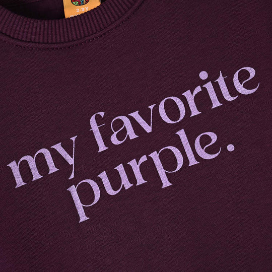 Girls Fleece Sweatshirt My Fav Purple-Pickle. Beet