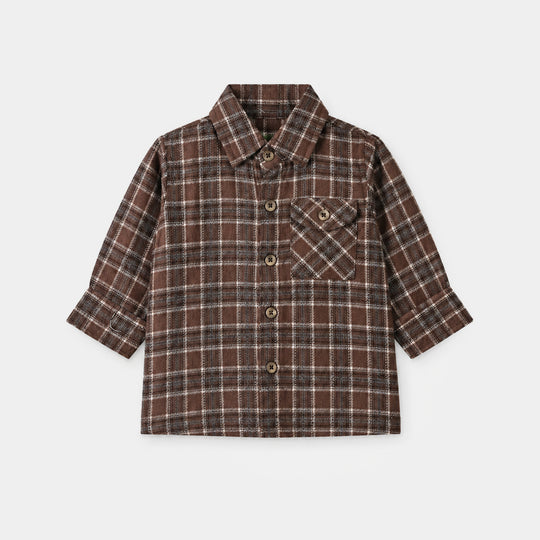 Infant Boys Flannel Suit-Brown Checkered S2-2