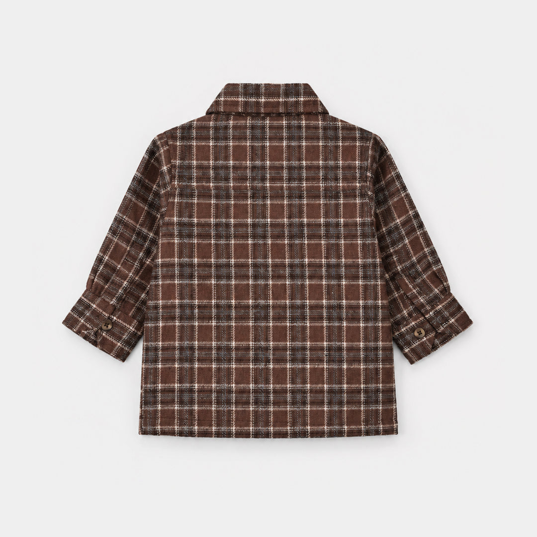 Infant Boys Flannel Suit-Brown Checkered S2-2