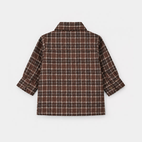 Infant Boys Flannel Suit-Brown Checkered S2-2
