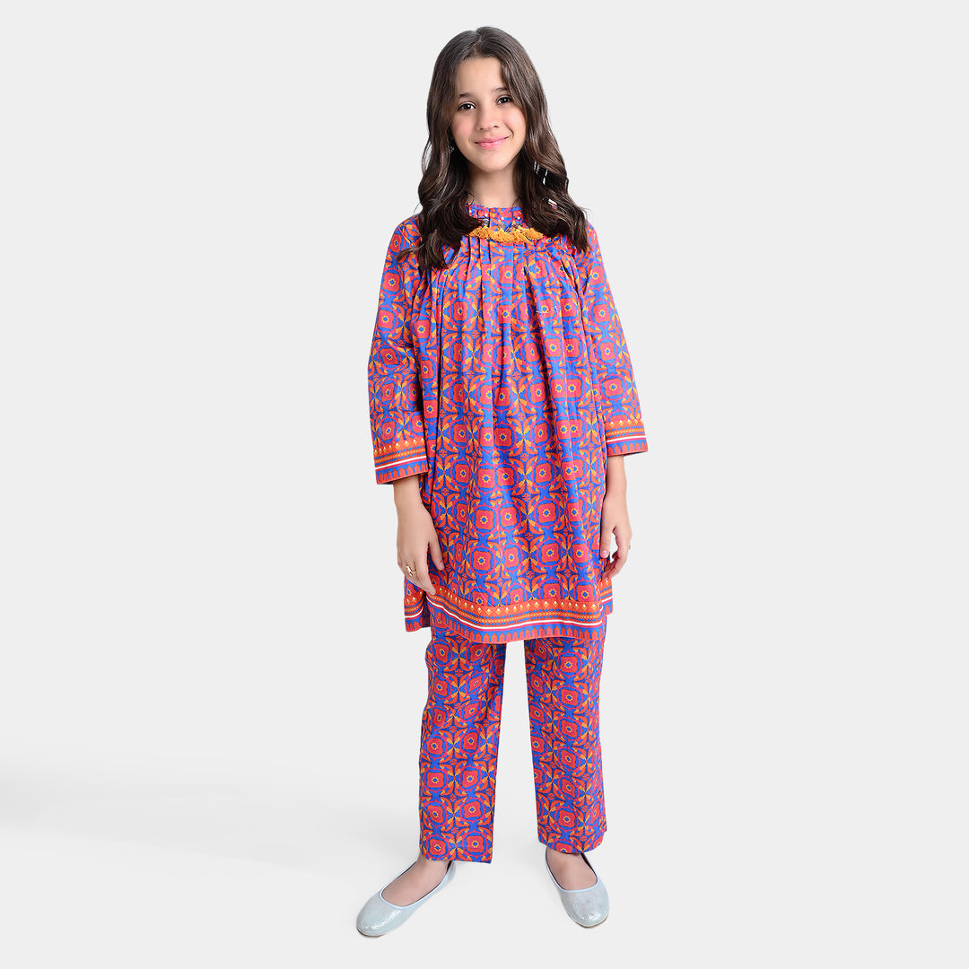 Girls Cotton Poplin Printed 2PC Suit